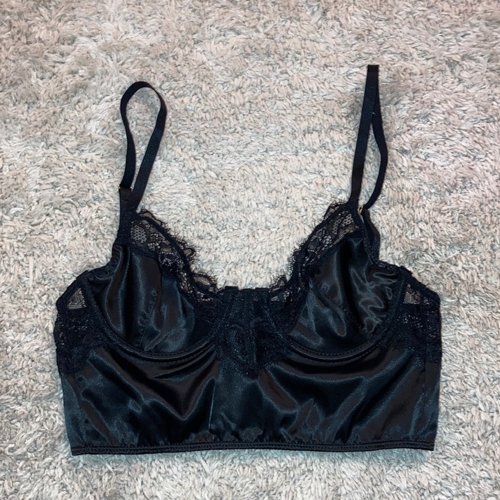 Black silk bra/crop tank